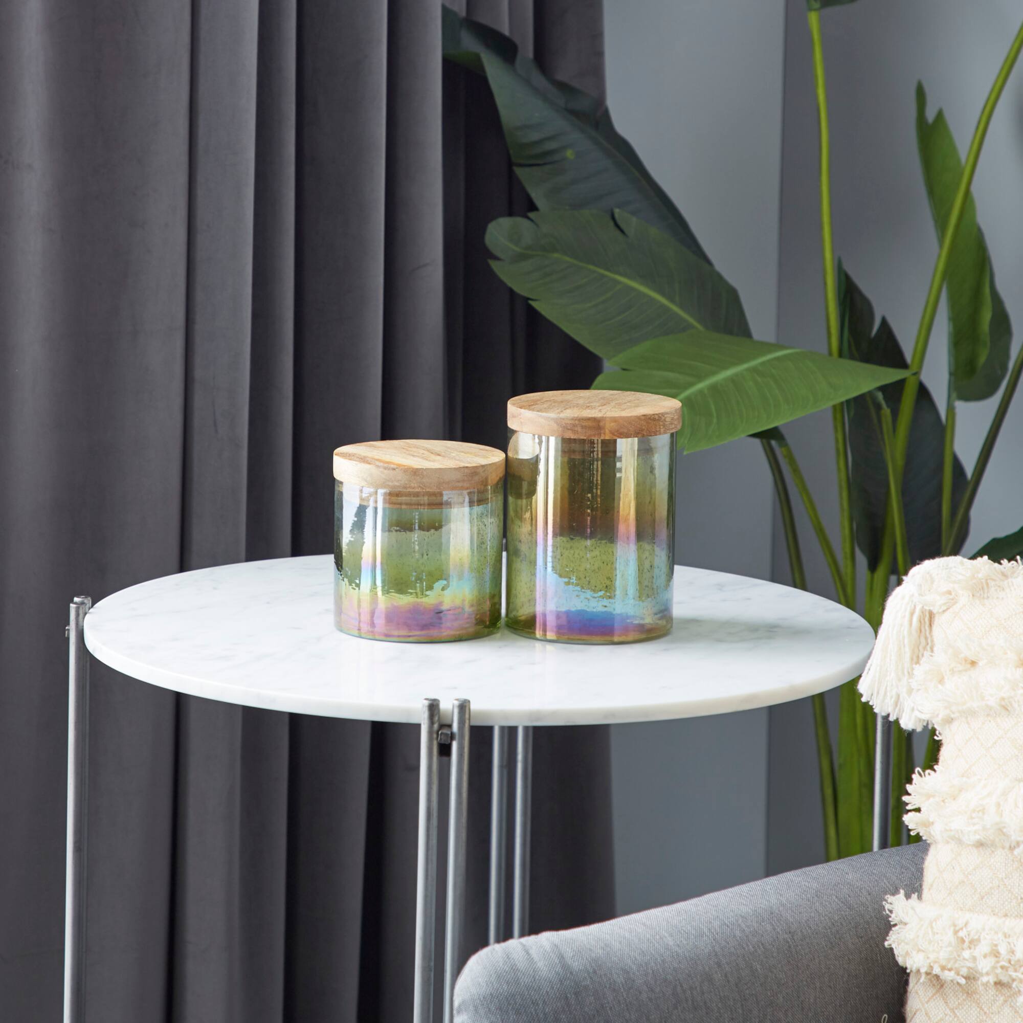Rainbow Glass Coastal Decorative Jar Set